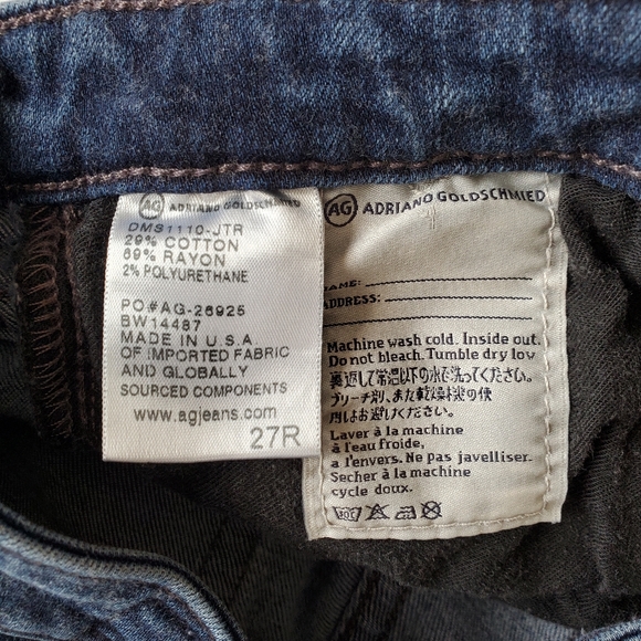 AG Adriano Goldschmied The Stilt Cigarette Leg Blue Jeans Size 27R - Picture 7 of 13